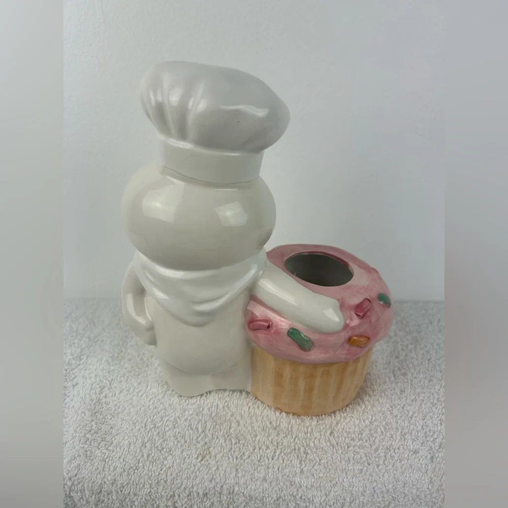 VTG '1992' Utensil Jar - Pillsbury Doughboy FUNFETTI Pink Cupcake